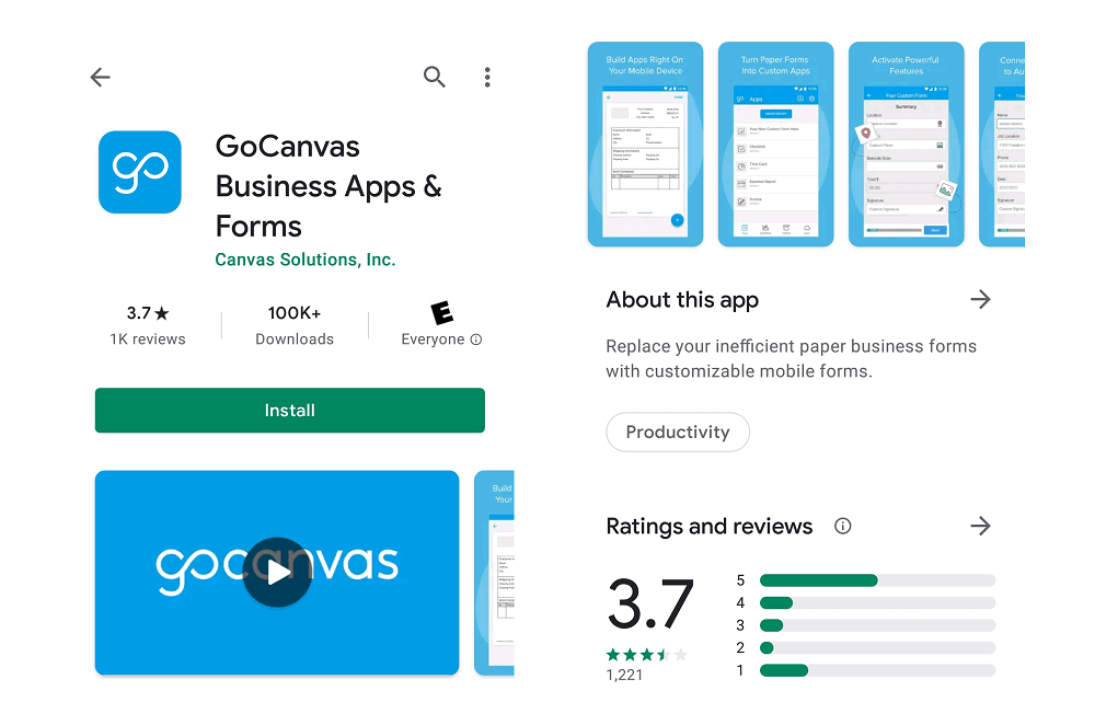GoCanvas App Play Store PM Checklist Software Apps