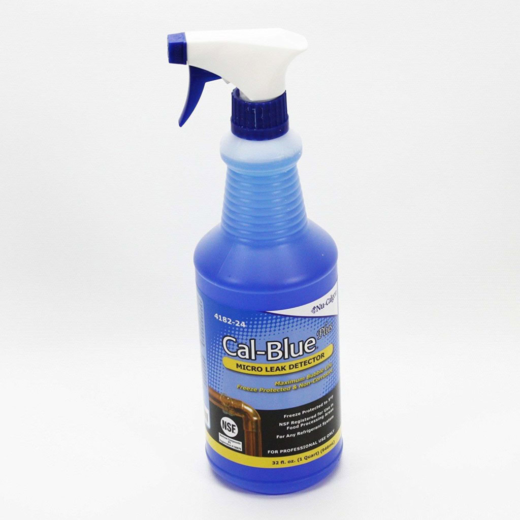 Blue bottle of Cal Blue Top HVAC and Refrigeration Leak Detector Methods